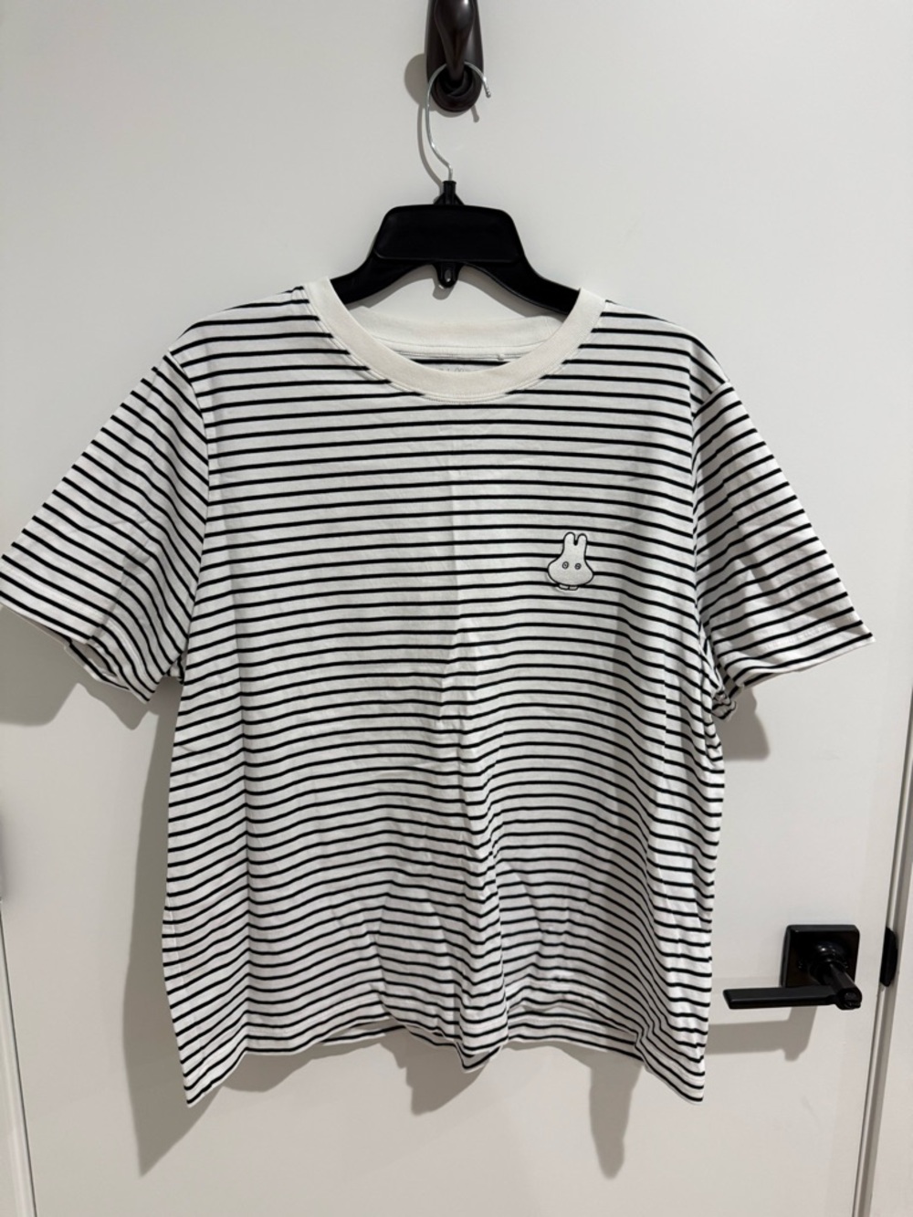 Uniqlo Black & White Striped Miffy Character Patch Short-Sleeve Tee